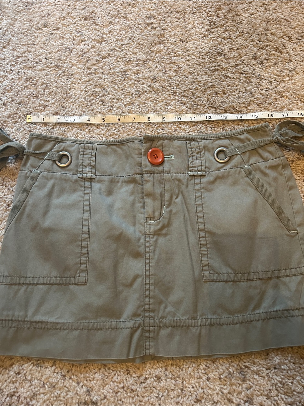 American Eagle Outfitters Olive Utility Mini Skirt with Grommet Ties - Picture 6 of 7